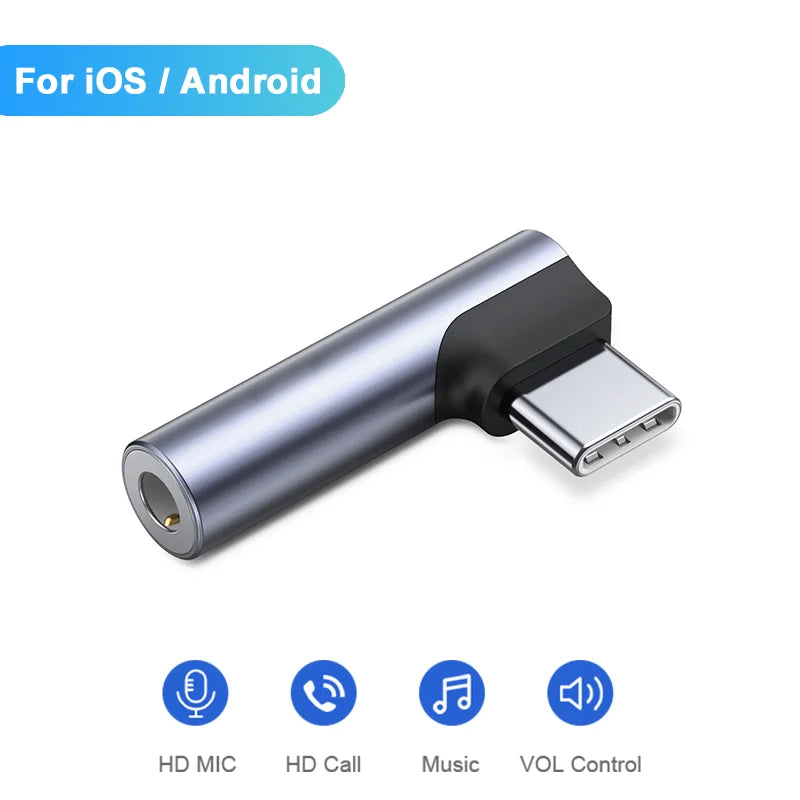 RDT USB Type C to 3.5mm Headphone and Charger Adapter 30W Fast Charging Splitter With Aux Audio
