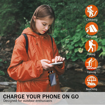 RDT 20000mAh Solar Power Bank Portable Solar Charger Waterproof Dual 5V USB Ports 2 LED Light Flashlight