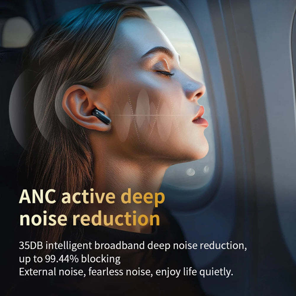 RDT New Full Touch Screen Headphones ANC Bluetooth 5.4 Noise Cancelling Earphones HiFi Stereo Wireless In-Ear ENC Earbuds With Mic