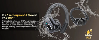 RDT TWS Sports Earbuds Bluetooth 5.4 Bass Wireless Headphones LED, Touch Hands-free Earphone Noise Cancelling, Waterproof