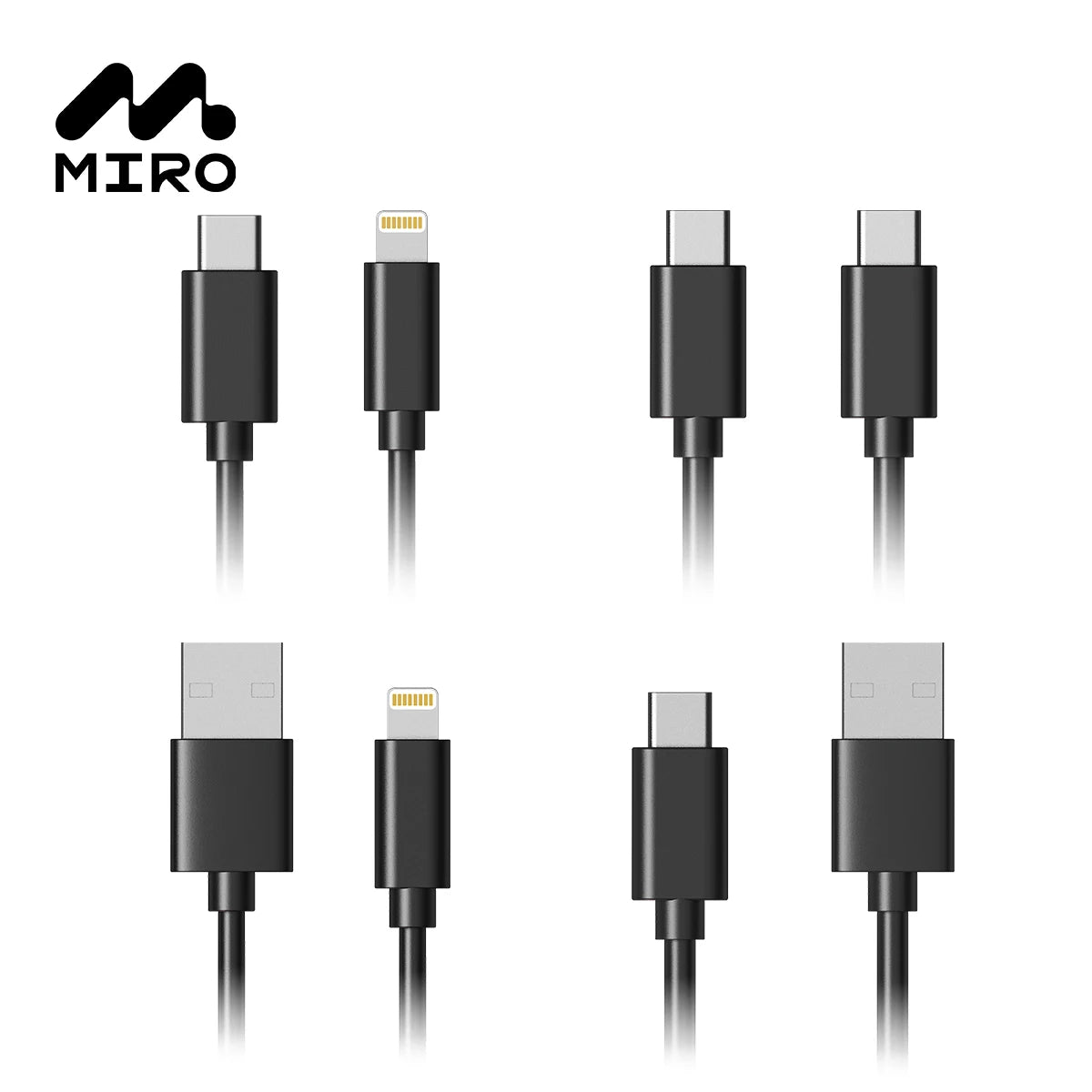 RDT U1-U4 Data Cables Fast Charging USB C to Lightning Type-C to C Cable for All Devices Smart Chip Protection