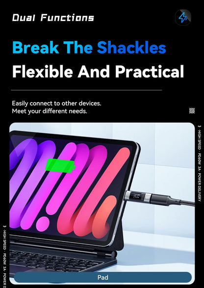 RDT Type C Adapter Digital Display PD 60W Fast Charging Lightning iPhone 16 15 14 13