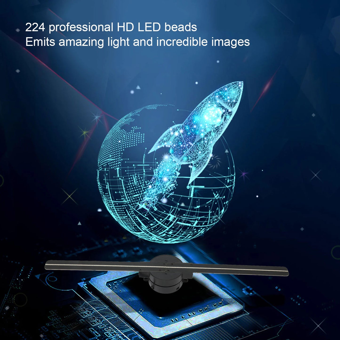 RDT 3D Hologram Fan 16.5in 2000x224 WiFi 3D Projector with LED Light