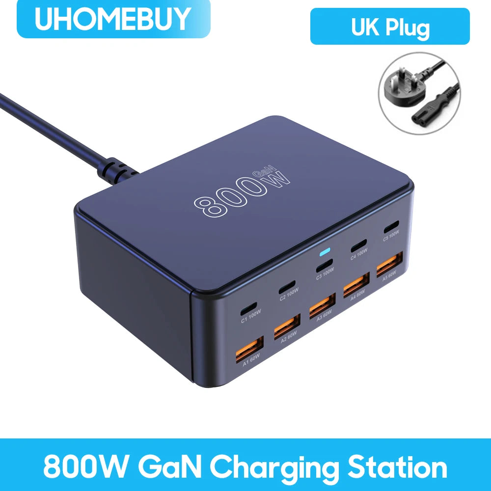 RDT 800W USB C Charger Multiport Fast Charging Station for iPhone 15 16