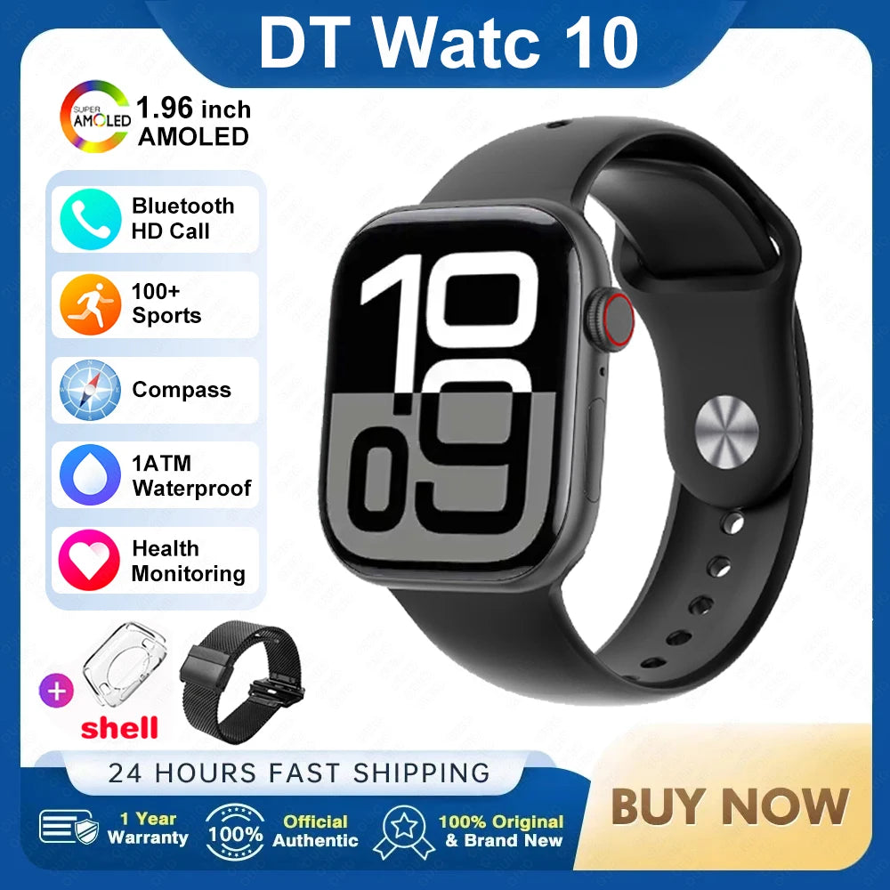 RDT 2025 DT Watch 10 Smart Watch Men 2.01inch AMOLED 16GB Memory Music 3D Surround BT Call Waterproof