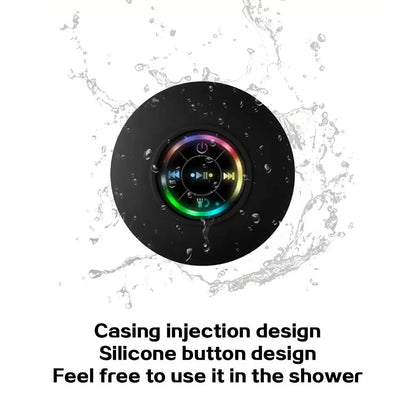 RDT Waterproof Bluetooth Speaker with LED Lights Portable Wireless Shower Speaker with Suction Cup for Bathroom Outdoor TraveL