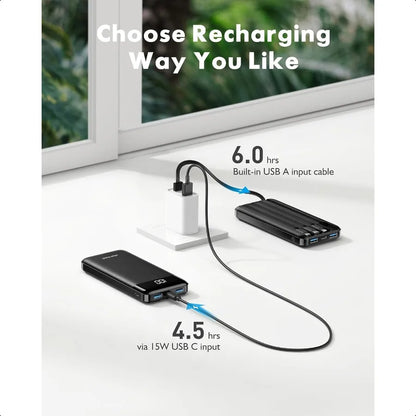 RDT Portable Charger Slim 10000mAh Travel Battery Pack 6 Outputs 3 Inputs