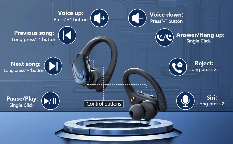 RDT Bluetooth 5.3 Earphones True Wireless Headphones with Mic Button , Noise Cancelation