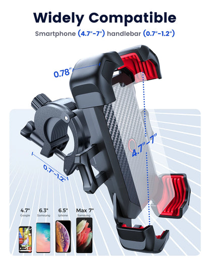 RDT Joyroom Bike Phone Holder 360° View Universal Bicycle Phone Holder for 4.7-7 inch Mobile Phone Stand Shockproof Bracket GPS Clip