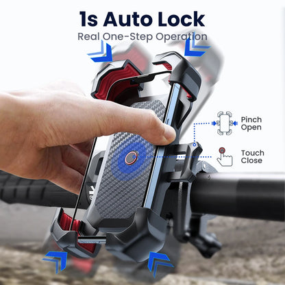 RDT Joyroom Bike Phone Holder 360° View Universal Bicycle Phone Holder for 4.7-7 inch Mobile Phone Stand Shockproof Bracket GPS Clip