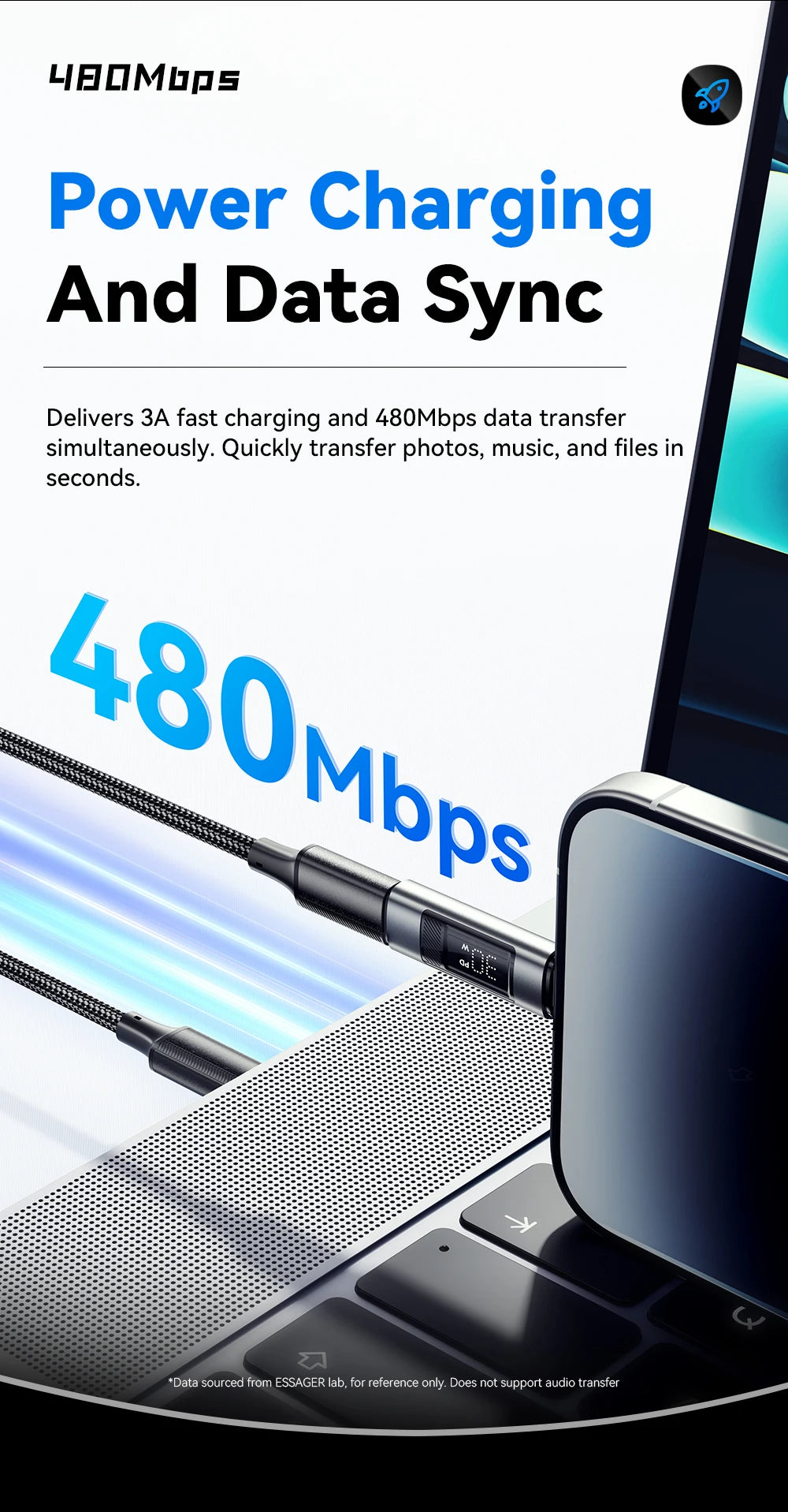 RDT Type C Adapter Digital Display PD 60W Fast Charging Lightning iPhone 16 15 14 13