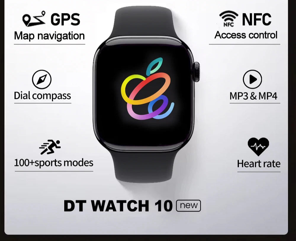 RDT 2025 DT Watch 10 Smart Watch Men 2.01inch AMOLED 16GB Memory Music 3D Surround BT Call Waterproof