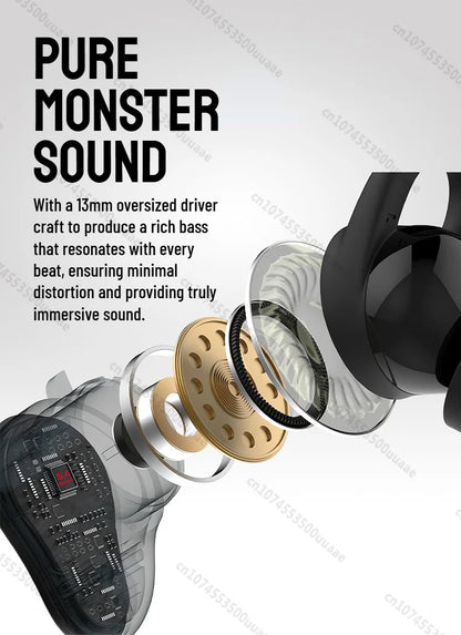 RDT Monster N-Lite 210 Mini Invisible Sports Earphones in-Ear Deep Bass Bluetooth 5.4 Waterproof Wireless Earbuds