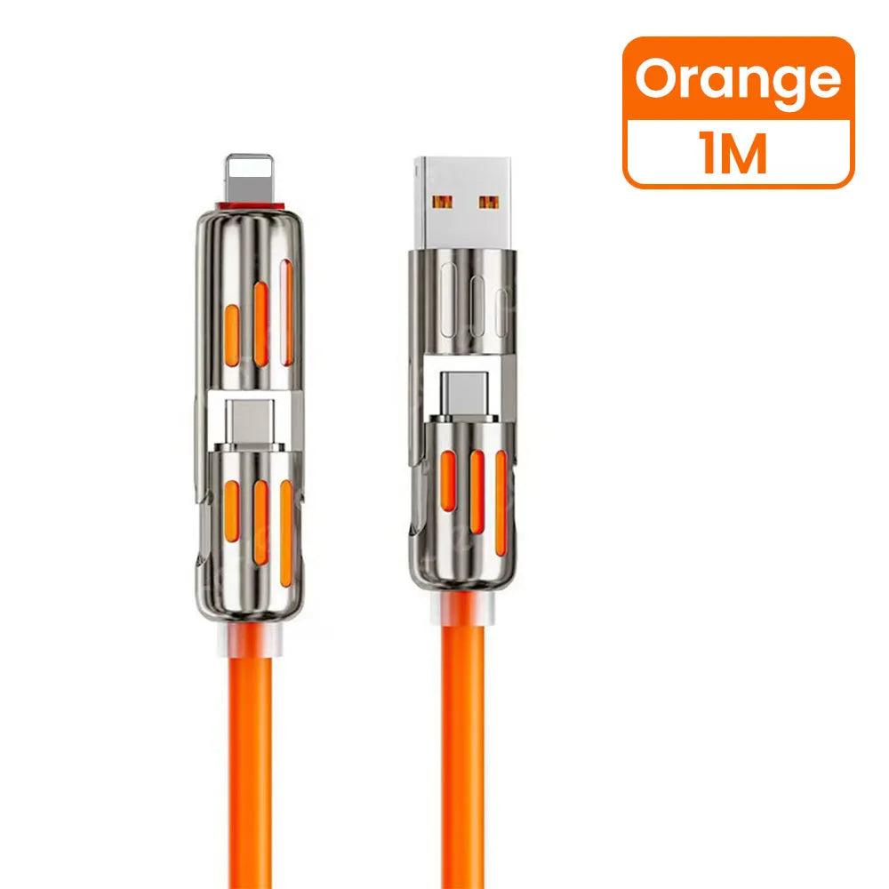 RDT 4 in 1 240W USB Type C Silicone Fast Charging Cable 5A USB Type C To Lightning Super Fast Charge Data Cable For iPhone 15 Xiaomi
