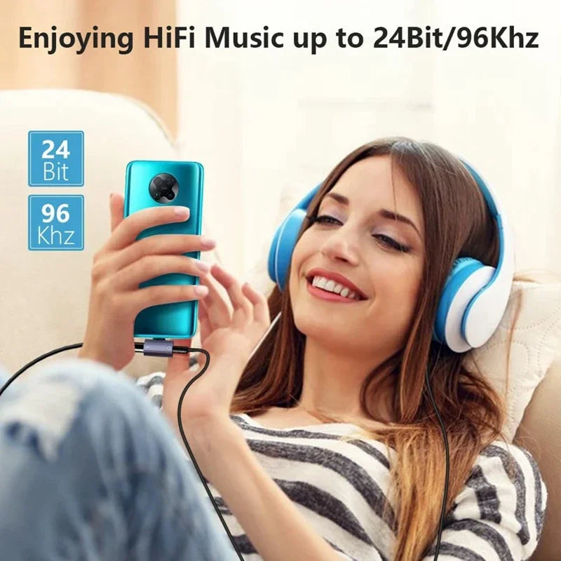 RDT USB Type C to 3.5mm Headphone and Charger Adapter 30W Fast Charging Splitter With Aux Audio
