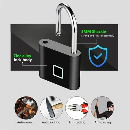 RDT Quality Waterproof Fingerprint Lock Keyless Anti-Theft Smart Lock Fingerprint Padlock Zinc Alloy Safety Electronic Door Locks