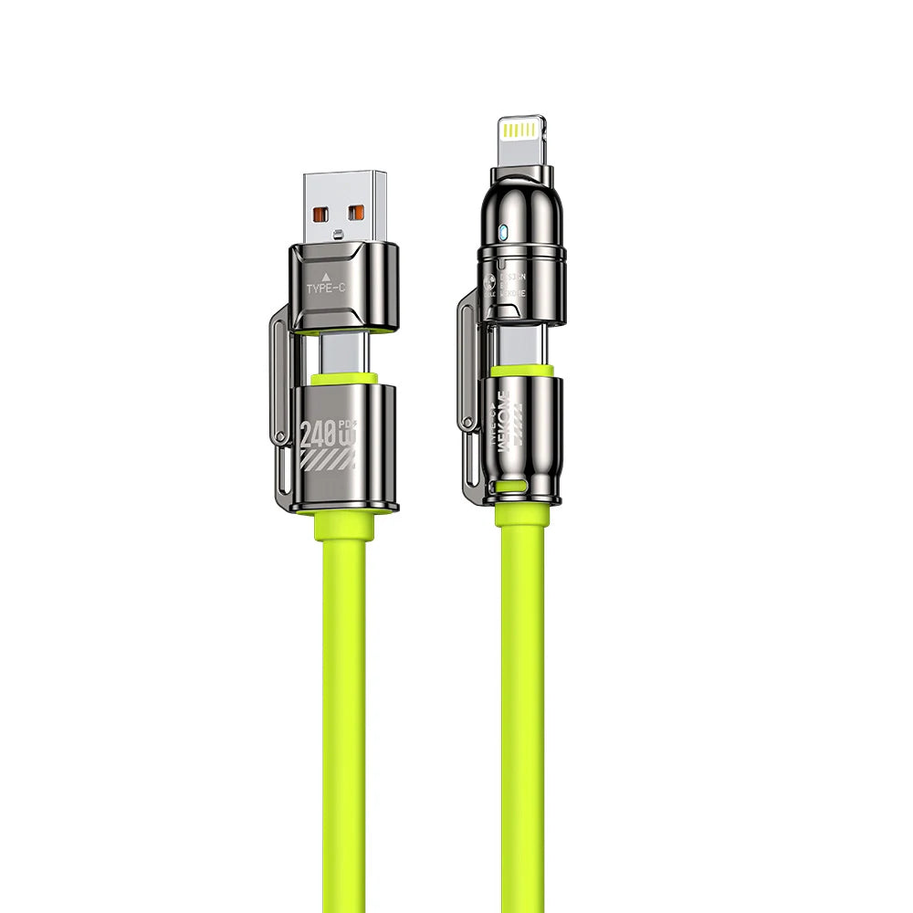 RDT 4-in-1 Cable 240W Super Fast Charging Multiple Functions for iPhone8-16 ProMax iPad Notebook