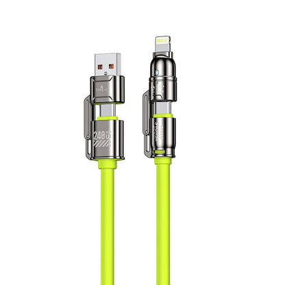 RDT 4-in-1 Cable 240W Super Fast Charging Multiple Functions for iPhone8-16 ProMax iPad Notebook