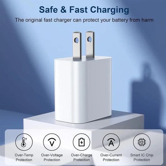 RDT 1-2 Sets 20W US PD Fast Charger For iPhone 14 13 12 11 Pro Max Plus XR
