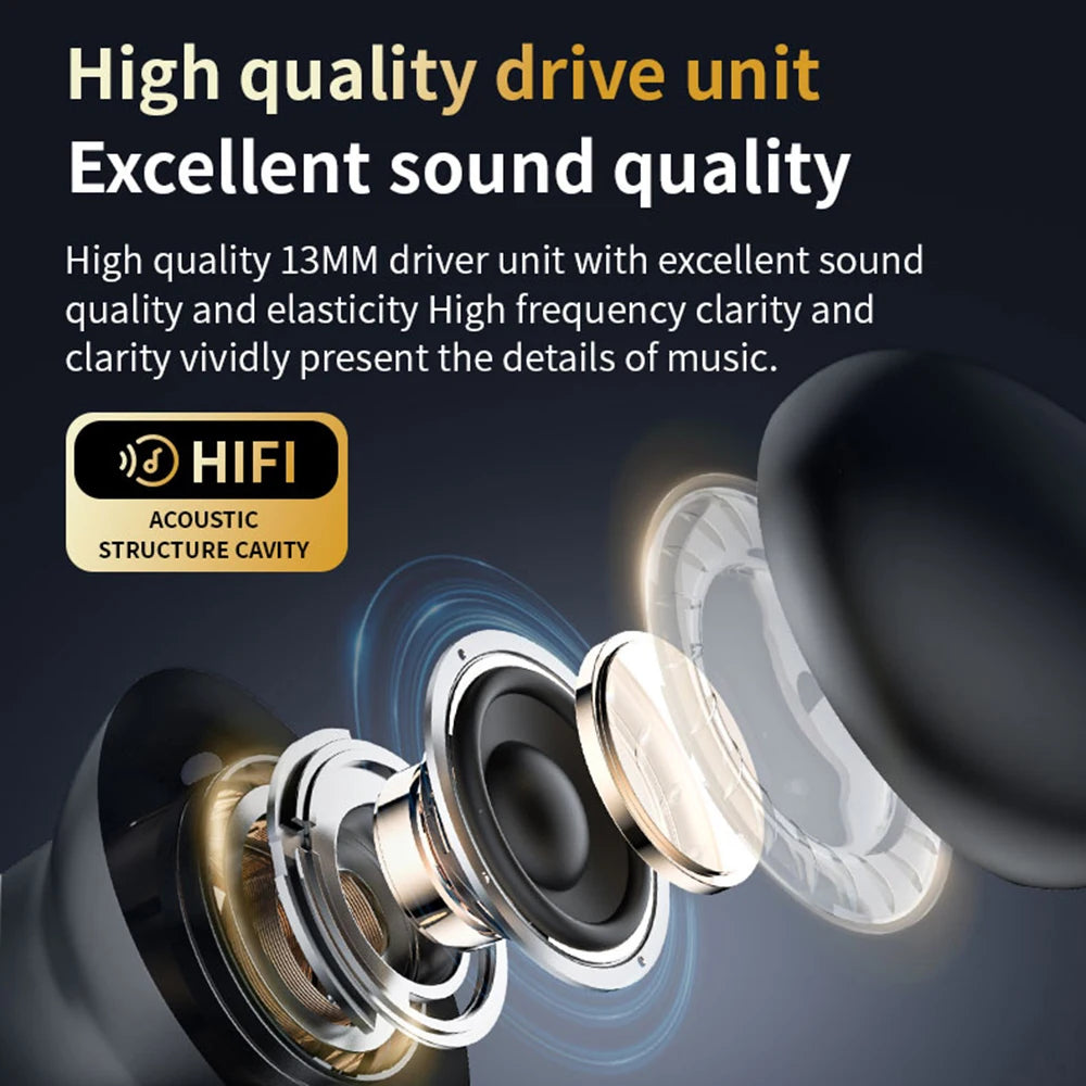 RDT New Full Touch Screen Headphones ANC Bluetooth 5.4 Noise Cancelling Earphones HiFi Stereo Wireless In-Ear ENC Earbuds With Mic