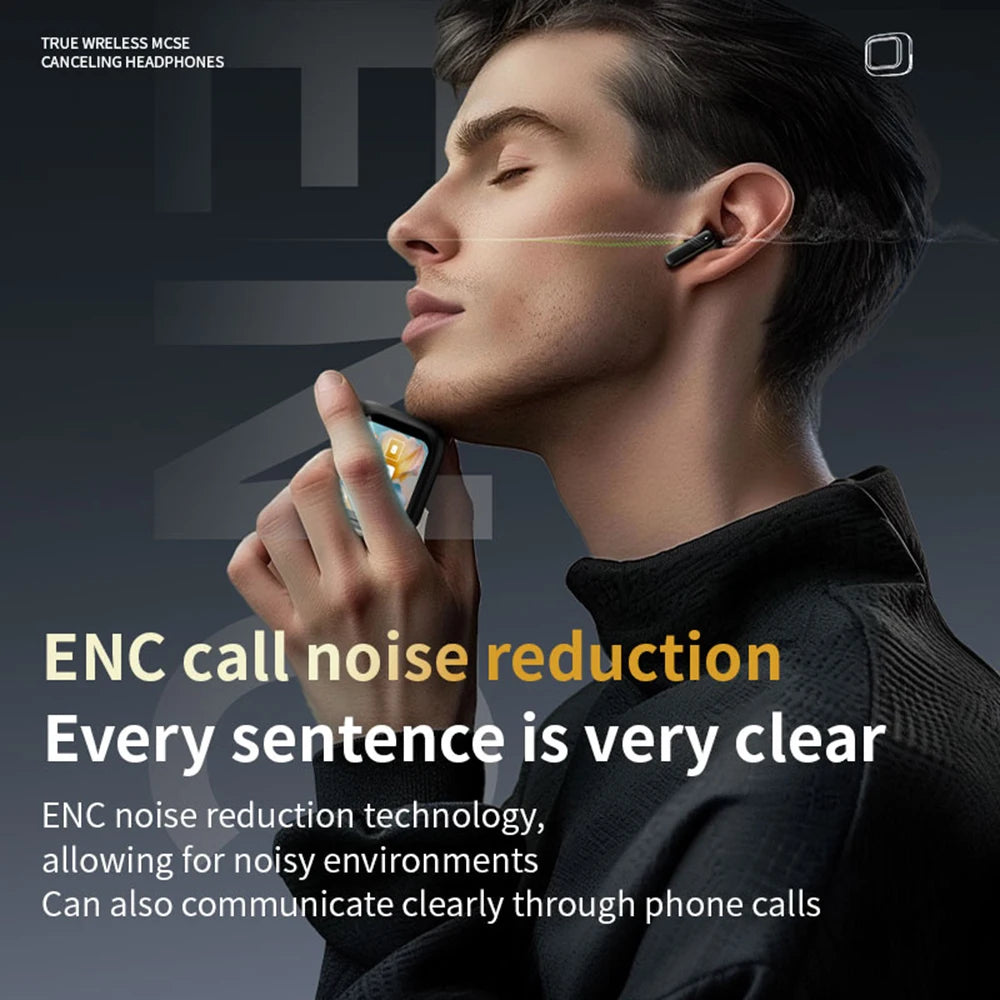 RDT New Full Touch Screen Headphones ANC Bluetooth 5.4 Noise Cancelling Earphones HiFi Stereo Wireless In-Ear ENC Earbuds With Mic