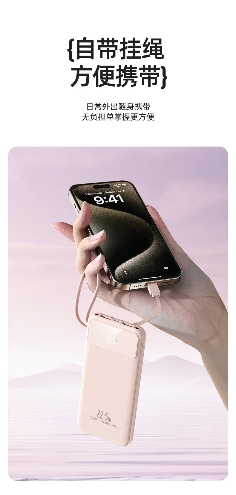 RDT Fast Charging Power Bank with Built-in Cable 10000mAh/20000mAh