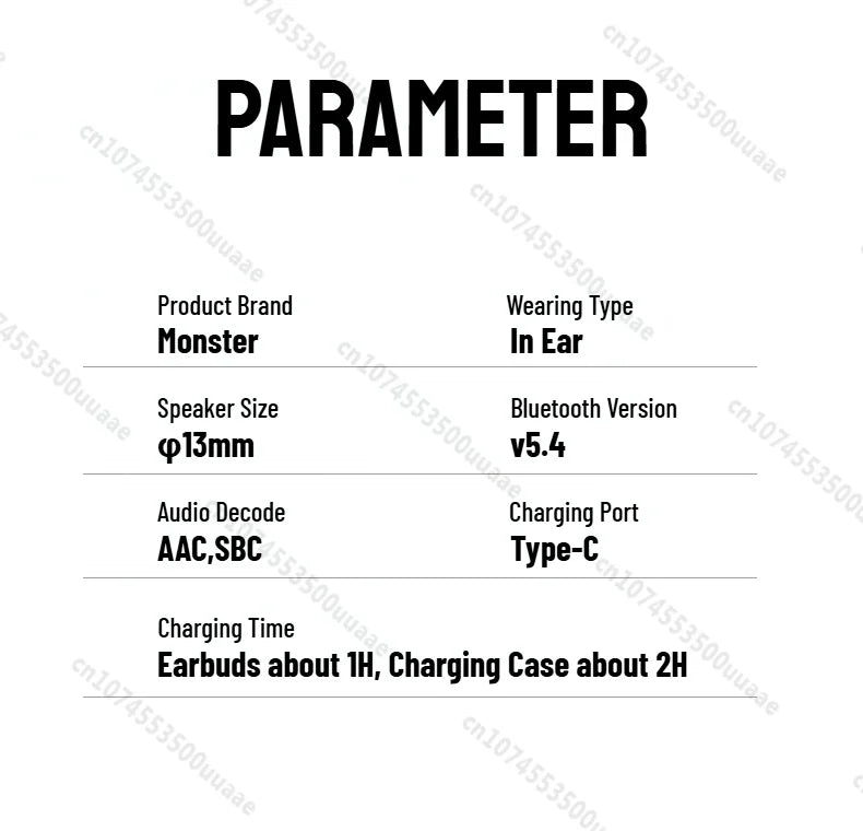 RDT Monster N-Lite 210 Mini Invisible Sports Earphones in-Ear Deep Bass Bluetooth 5.4 Waterproof Wireless Earbuds