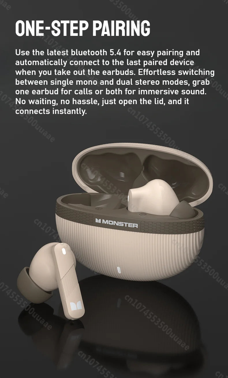 RDT Monster AuraFit Earbuds 360° Stereo Wireless Bluetooth Headphone ANC 5.3 Earphone