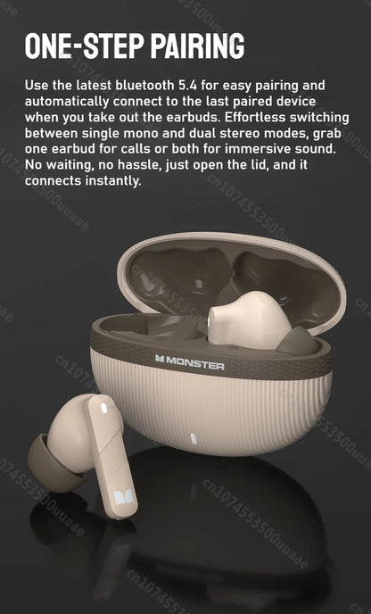 RDT Monster AuraFit Earbuds 360° Stereo Wireless Bluetooth Headphone ANC 5.3 Earphone