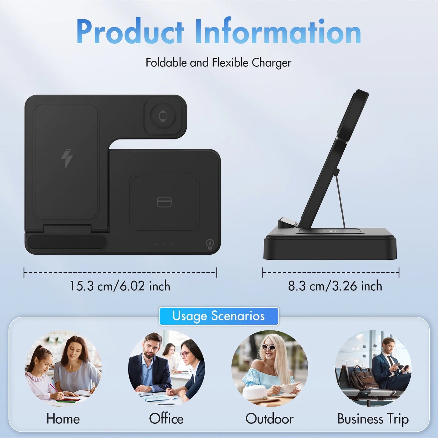 Charging Station, Wirelss Charger, Magnetic Charging Station Compatible with Iphone 16 15 14 13 12 11 Pro Max XS XR, for Iwatch Series 9 8 7 6 5 4 3 2 SE, for Airpods 3 2 Pro